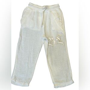 Boys Lie Baseball Pants Ivory Cotton Gauze Embroidered Logo XS